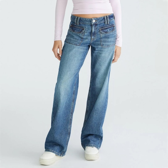 Aeropostale Denim - Aeropostale Women's Medium Blue Wide-Leg Flare Jeans